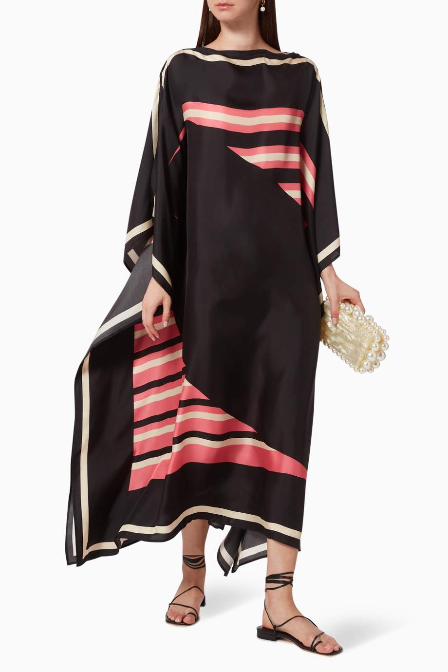 Elegant Black Abstract Printed Kaftan
