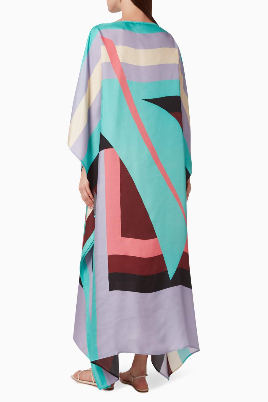 Pastel Abstract Multicolor Silk Kaftan