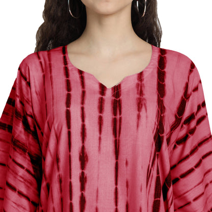Maroon & Black Tie-Dye Long Kaftan