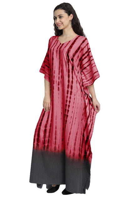 Maroon & Black Tie-Dye Long Kaftan