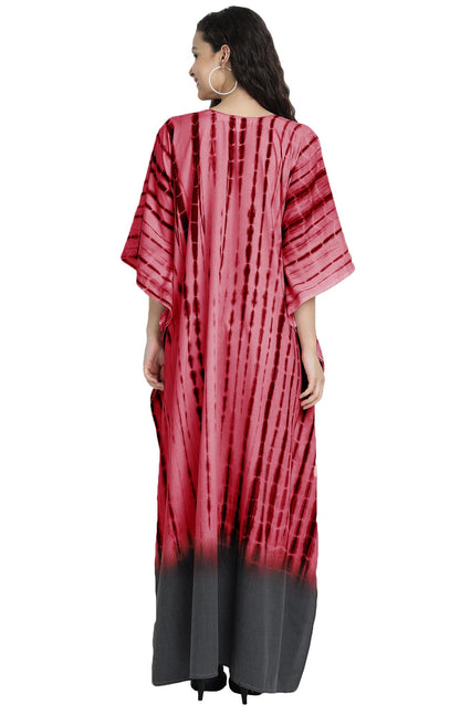 Maroon & Black Tie-Dye Long Kaftan