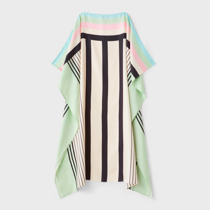 Mint Green & Ivory Striped Silk Kaftan
