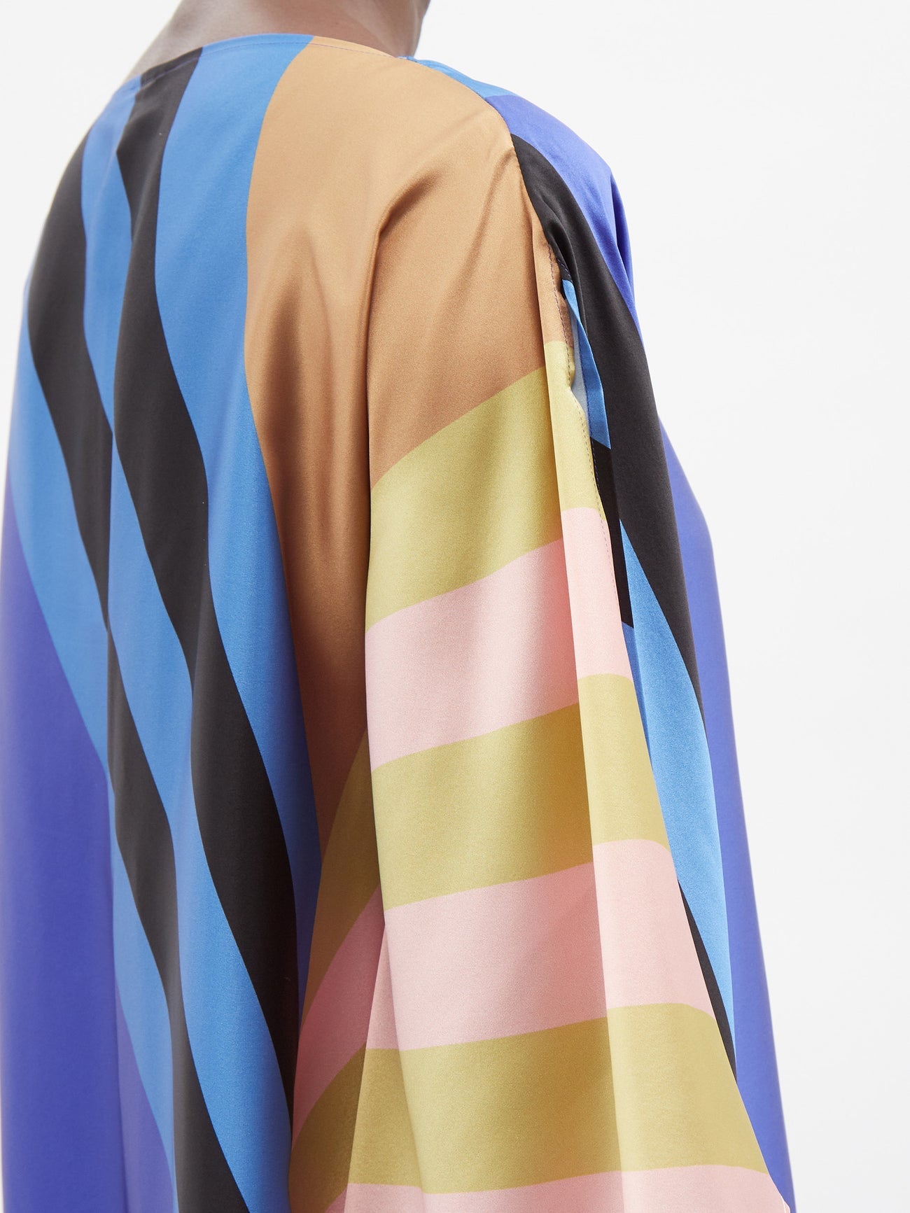 Blue & Pastel Multistripe Silk Kaftan Dress