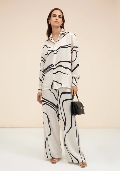 Abstract Line Print Co-ord Set – Luxe Comfort in Black, Blue, Green & Red