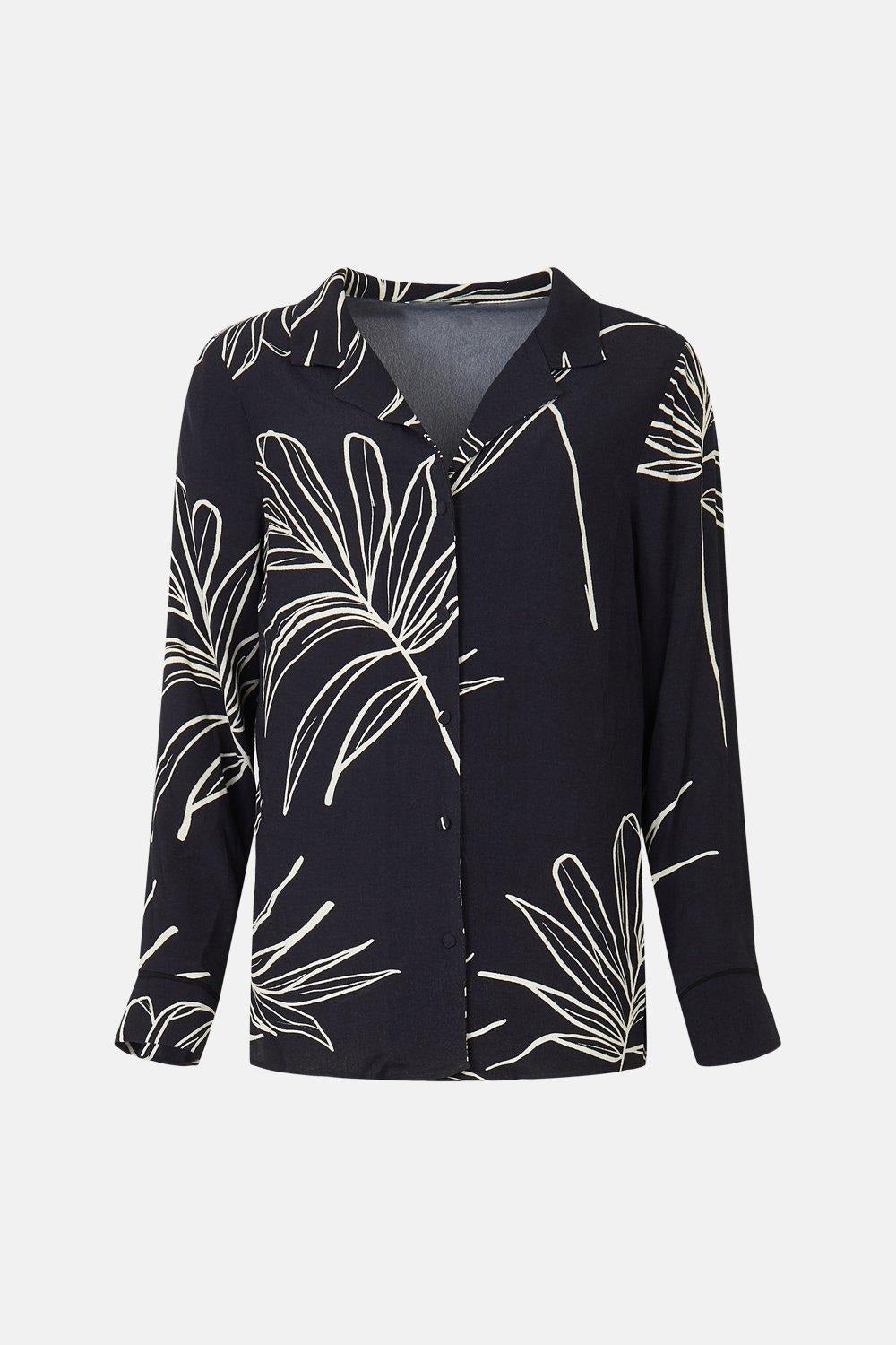 Tropical Leaf Print Co-ord Set – Elegant Resort Style in Black & White