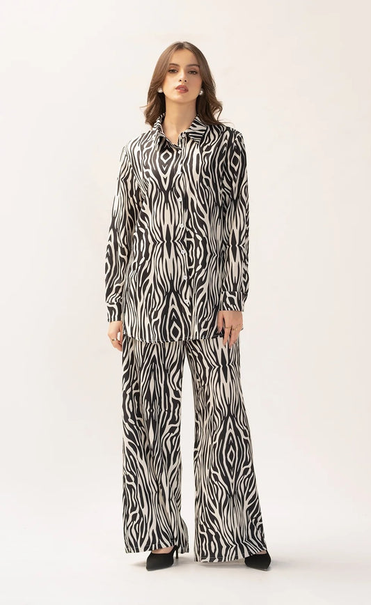 Monochrome Mirage Co-ord Set – Bold Zebra-Inspired Elegance