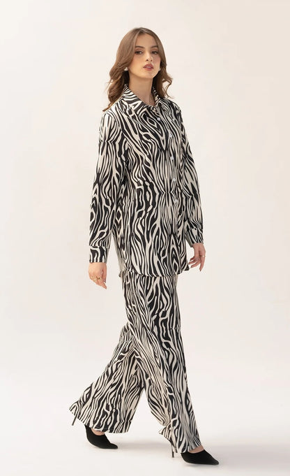 Monochrome Mirage Co-ord Set – Bold Zebra-Inspired Elegance