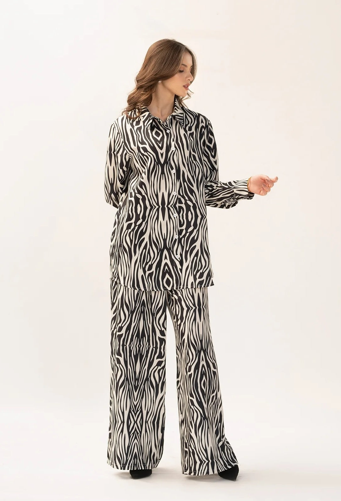 Monochrome Mirage Co-ord Set – Bold Zebra-Inspired Elegance
