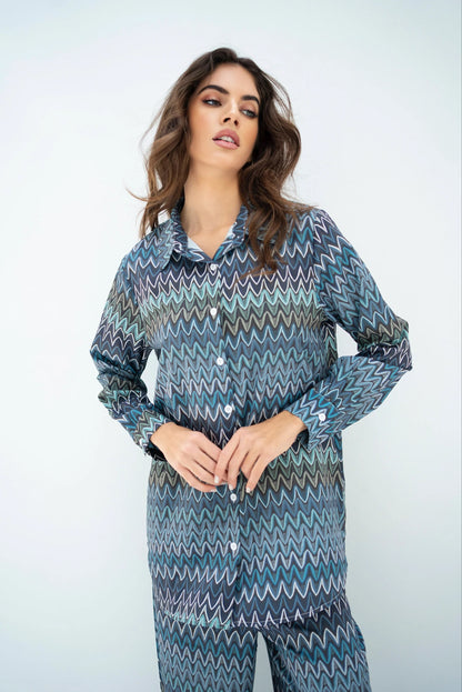 Ocean Wave Co-ord Set – Blue & Green Abstract Pattern