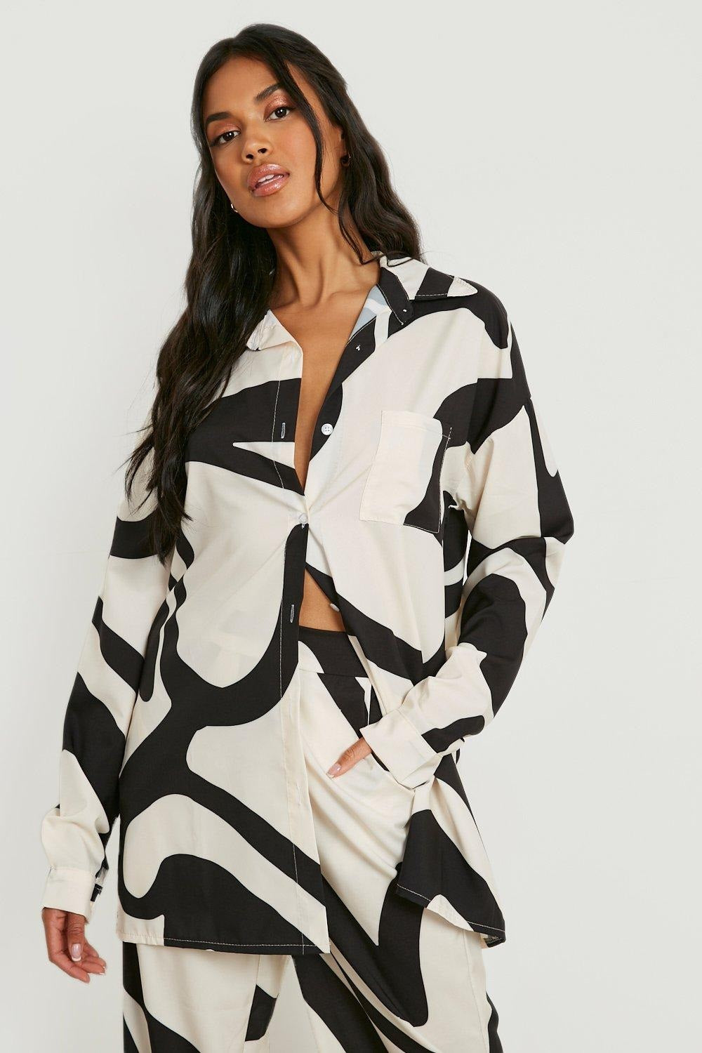 Abstract Wave Print Co-ord Set – Blue | Green | White