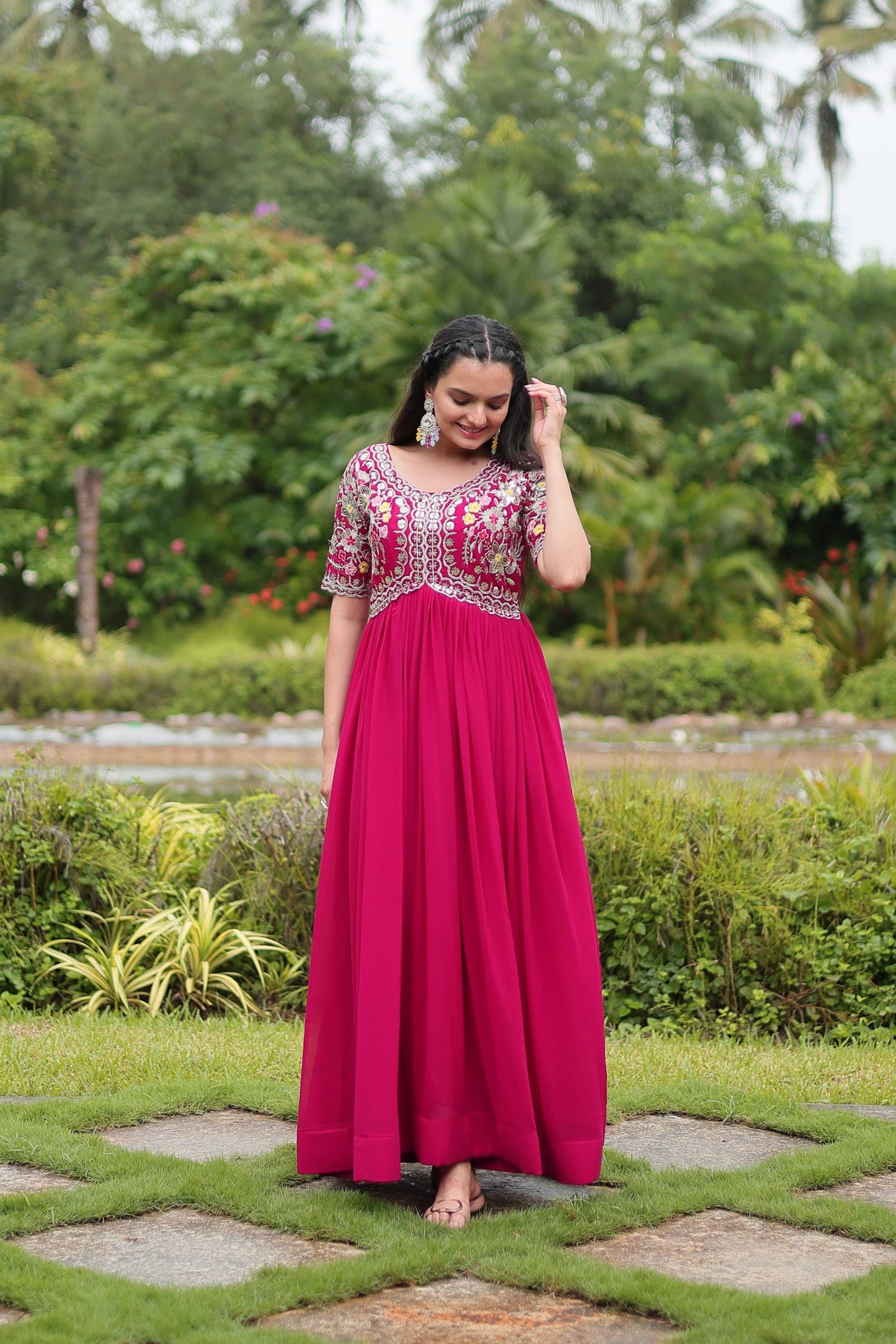 Luxury Embroidered Faux Blooming Gown – Zari & Sequins