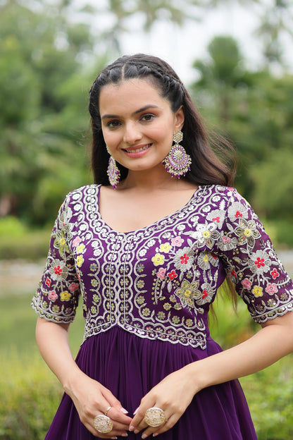 Luxury Embroidered Faux Blooming Gown – Zari & Sequins