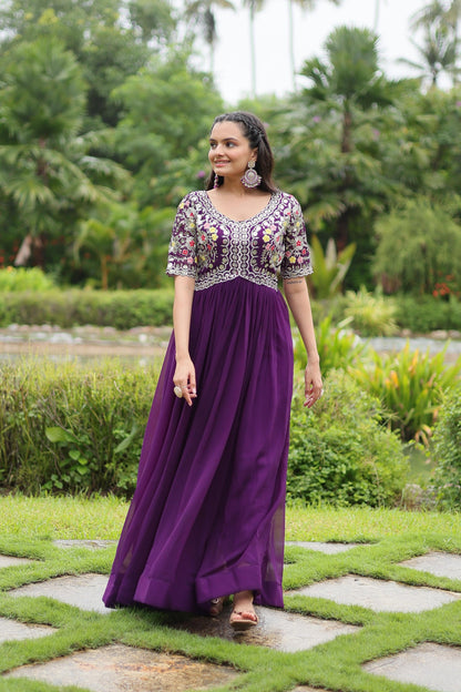 Luxury Embroidered Faux Blooming Gown – Zari & Sequins