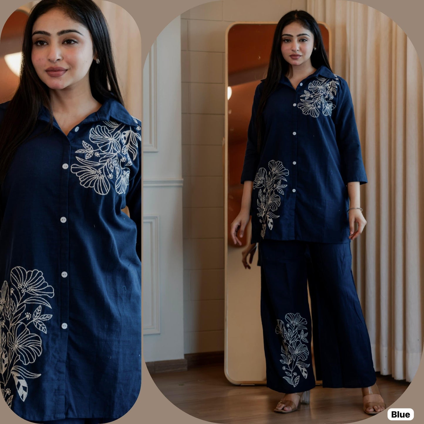 Style-Up Cotton Slub Embroidered Co-ord Set – Available in 4 Elegant Colours