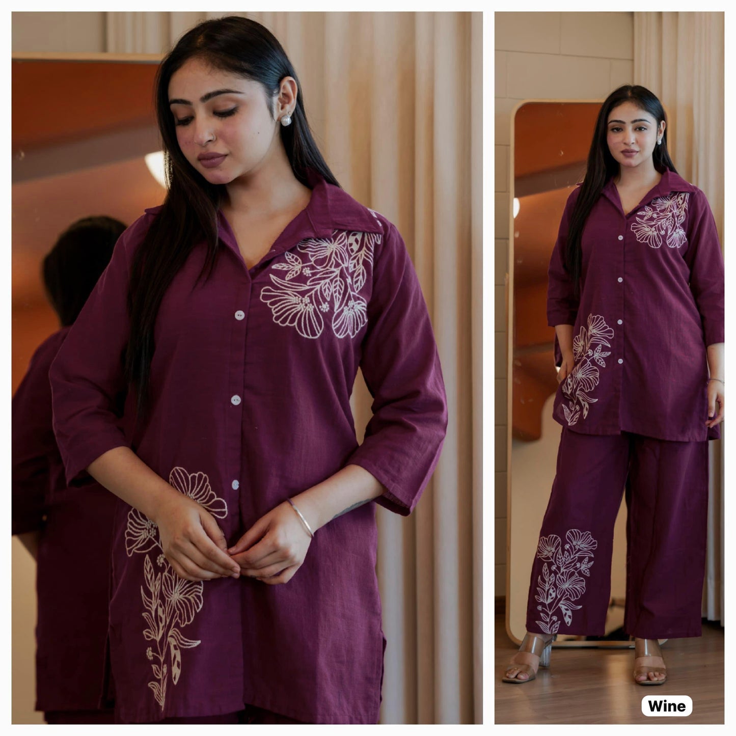 Style-Up Cotton Slub Embroidered Co-ord Set – Available in 4 Elegant Colours