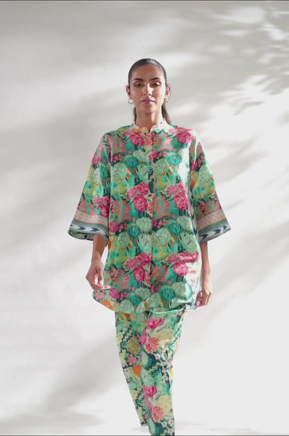 Bloom Essence Floral Co-ord Set – Green & Pink Variants