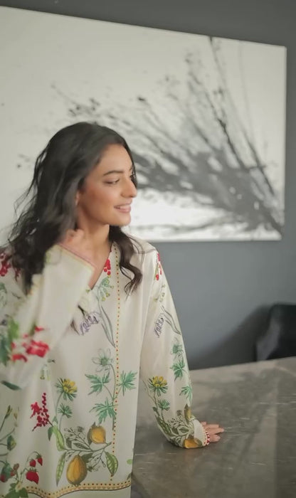 Citrus Garden Printed Co-ord Set – Ivory Botanical