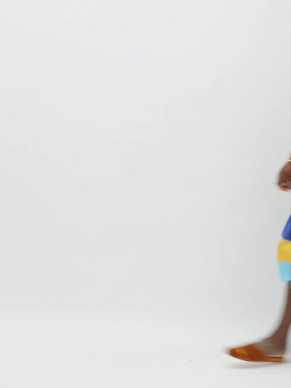 Mint Blue Multicolor Striped Silk Kaftan Dress