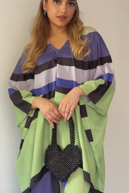 Green Aurora Silk Co-ord Set – Luxe Geometric Chic