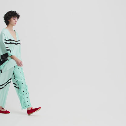 Mint Green Graphic Silk Co-ord Set – Contemporary Luxe