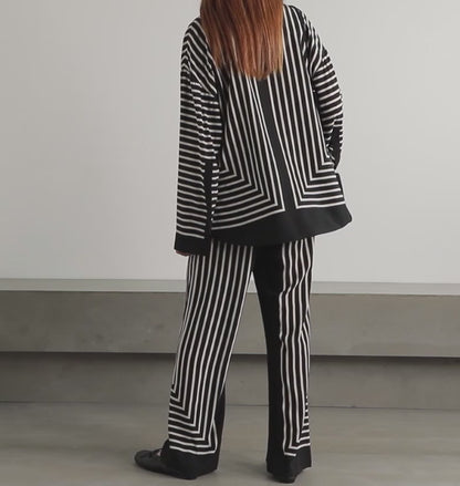 Monochrome Mirage Co-ord Set – Satin Elegance