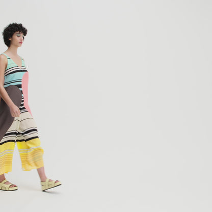 Sunset Spectrum Silk Maxi Dress – Modern Geometry Meets Summer Ease