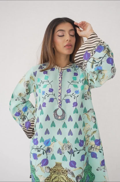 Azure Bloom Printed Co-ord Set – Sky Blue