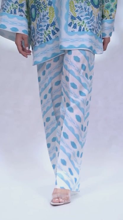 Azure Meadow Co-ord Set – Sky Blue & Lemon Floral