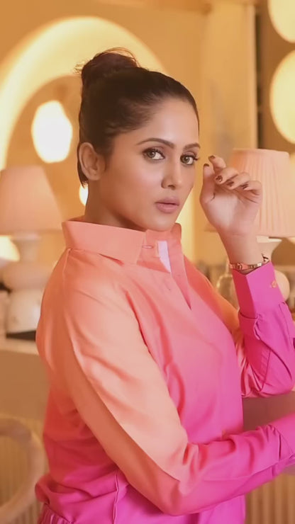 Sunset Glow Ombre Co-ord Set – Coral & Fuchsia Edition