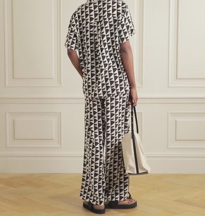 Geo Luxe Co-ord Set – Bold Brown & Ivory Pattern