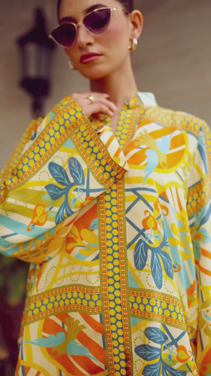 Tropical Muse Printed Co-ord Set – Sunshine Yellow & Teal