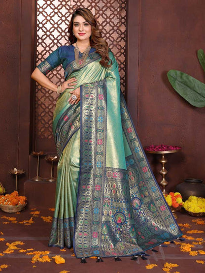 LayrLuxe “Royal Paithani Tissue Weave Saree” – Pure Banarasi Tissue Silk with Contrast Paithani Border & Pallu