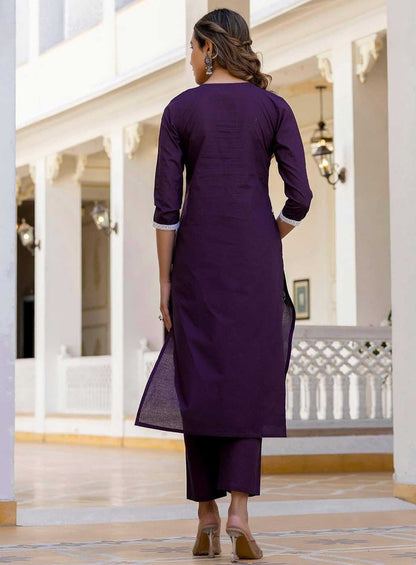 Elegant Tesla Embroidered Suit Set – Royal Purple Edition