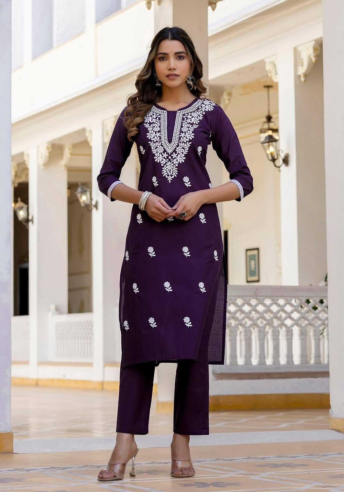 Elegant Tesla Embroidered Suit Set – Royal Purple Edition