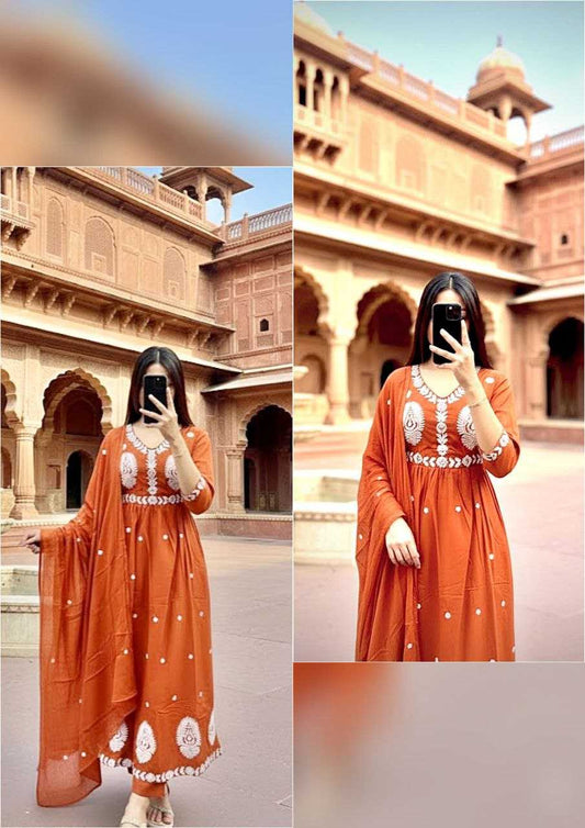 Premium Handwork Cotton Anarkali Kurti Set – Elegant, Festive & Breathable Comfort