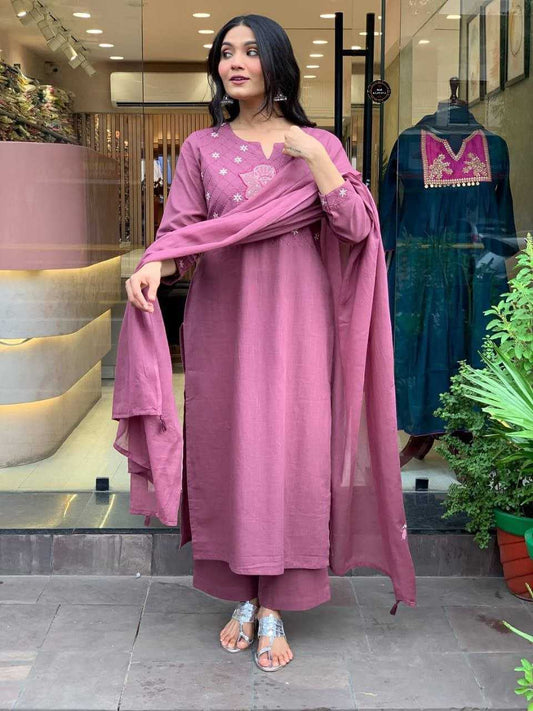 Premium Soft Rayon Embroidered Suit Set – Elegant Floral Work & Comfort Fit