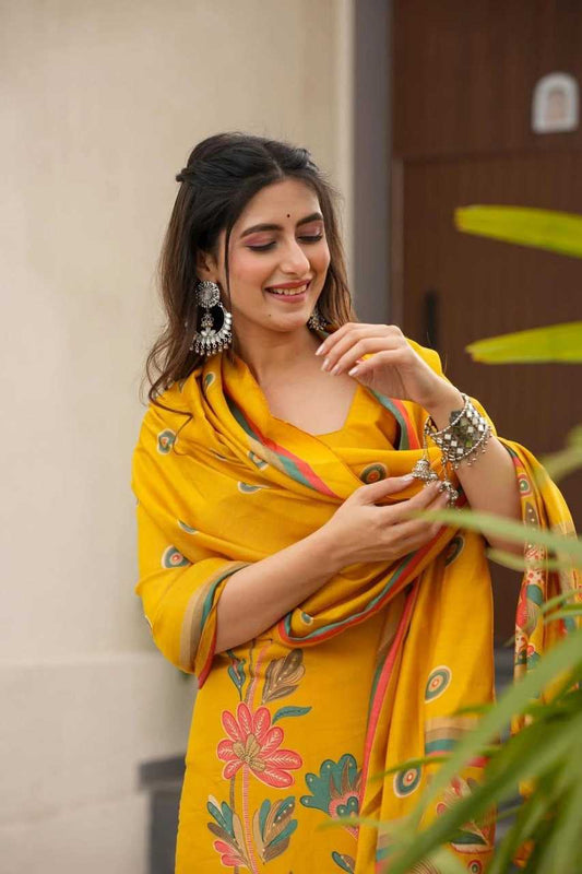 Premium Viscose Chanderi Kurti Set with Jacquard Organza Dupatta – Embroidered Elegance for Festive & Wedding Celebrations