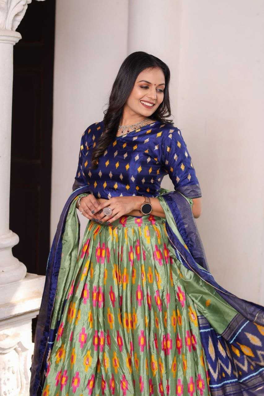 Vibrant Patola Dola Silk Lehenga Set – Stitched Lehenga | Unstitched Blouse | Printed Dupatta
