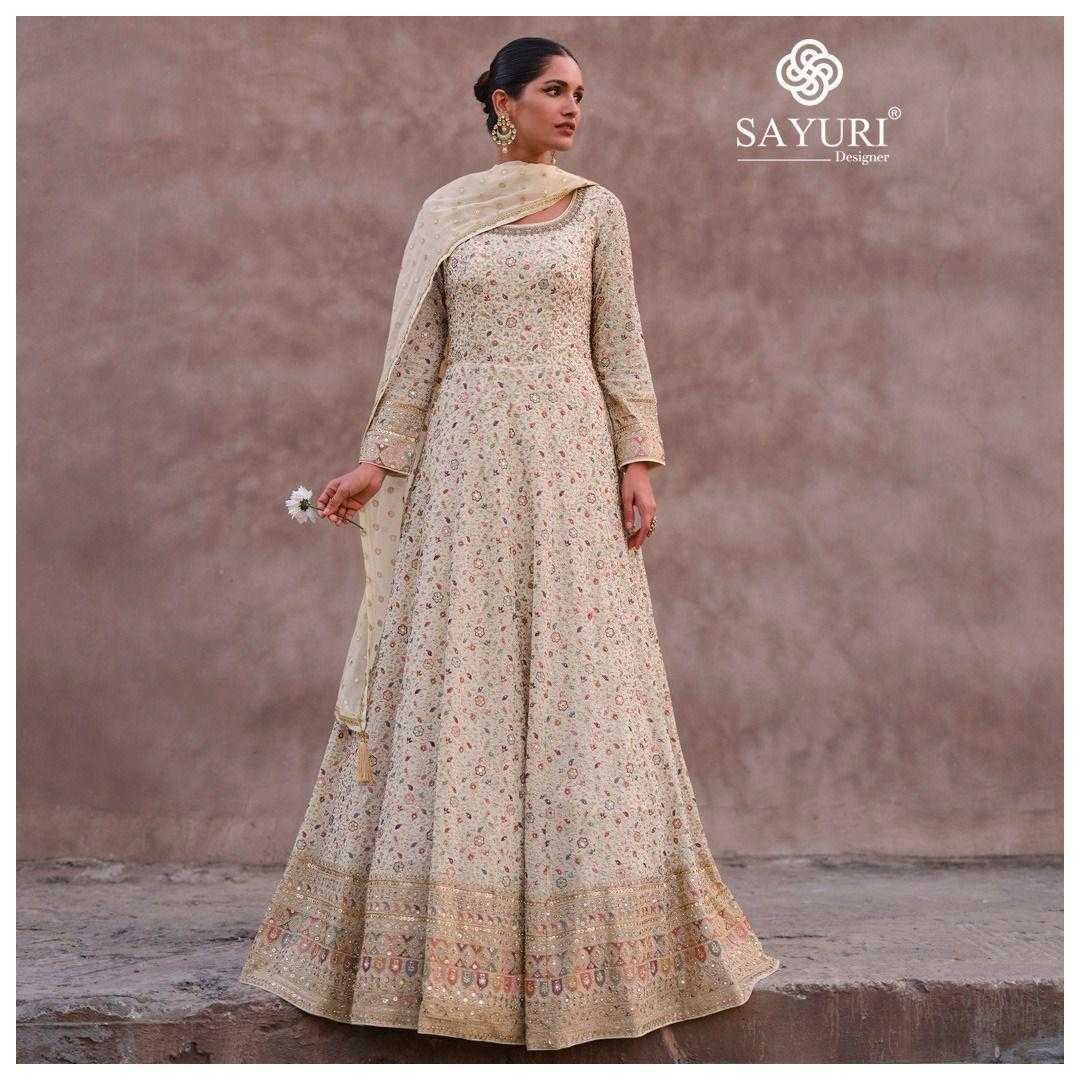 LayrLuxe “Ivory Blossom Real Georgette Anarkali Set” – Fully Embroidered Gown with Dupatta