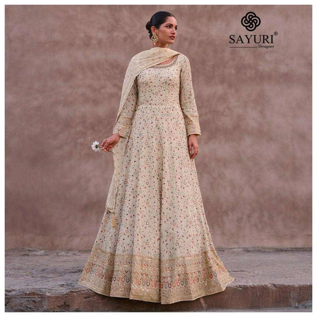 LayrLuxe “Ivory Blossom Real Georgette Anarkali Set” – Fully Embroidered Gown with Dupatta