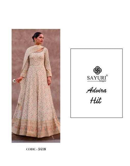 LayrLuxe “Ivory Blossom Real Georgette Anarkali Set” – Fully Embroidered Gown with Dupatta