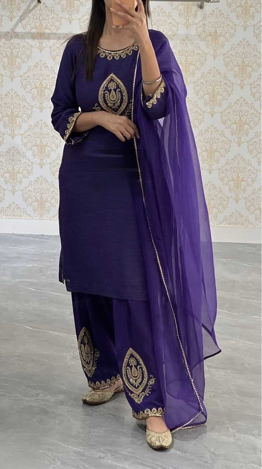 Premium Heavy French Crepe Embroidered Suit Set – Elegant Sequence Work with Soft Net Dupatta