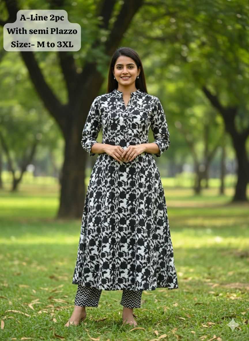 Heavy Maslin A-Line Kurti Set – Olive Floral Elegance Edition