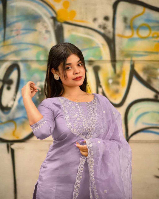 Jalpari Silk Embroidered Suit Set – Royal Ruby Edition