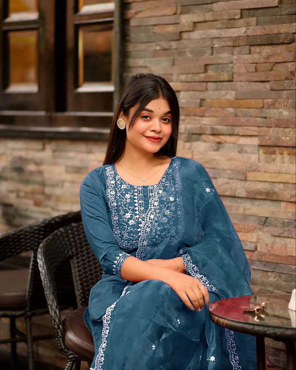 Jalpari Silk Embroidered Suit Set – Royal Ruby Edition