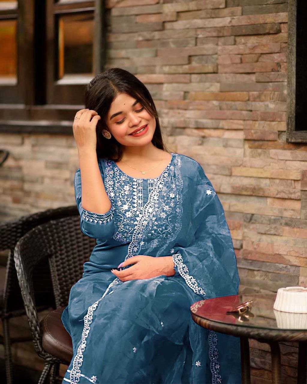 Jalpari Silk Embroidered Suit Set – Royal Ruby Edition