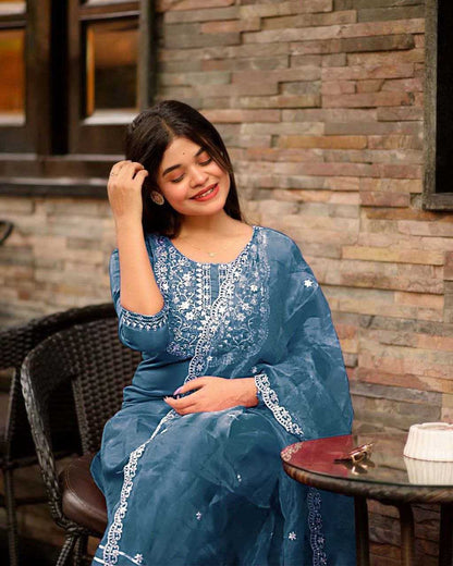 Jalpari Silk Embroidered Suit Set – Royal Ruby Edition