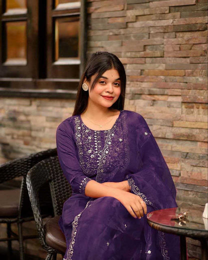 Jalpari Silk Embroidered Suit Set – Royal Ruby Edition