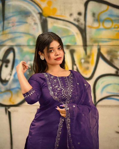 Jalpari Silk Embroidered Suit Set – Royal Ruby Edition