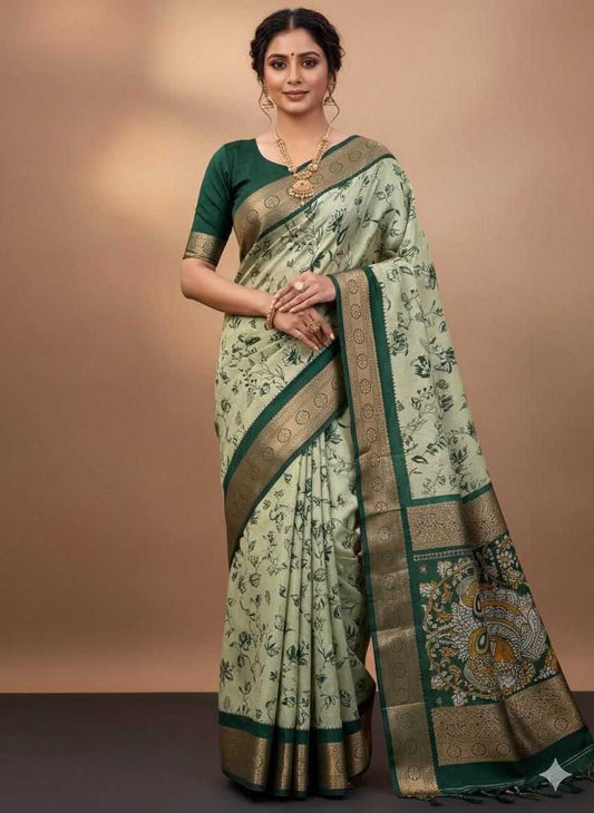 Soft Dola Silk Wedding Saree – Enchanting Emerald Edition